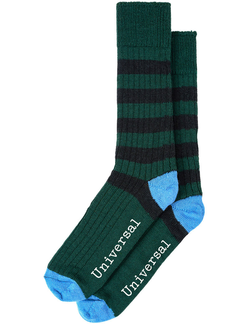 Universal Works Games Sock Wool Green Black