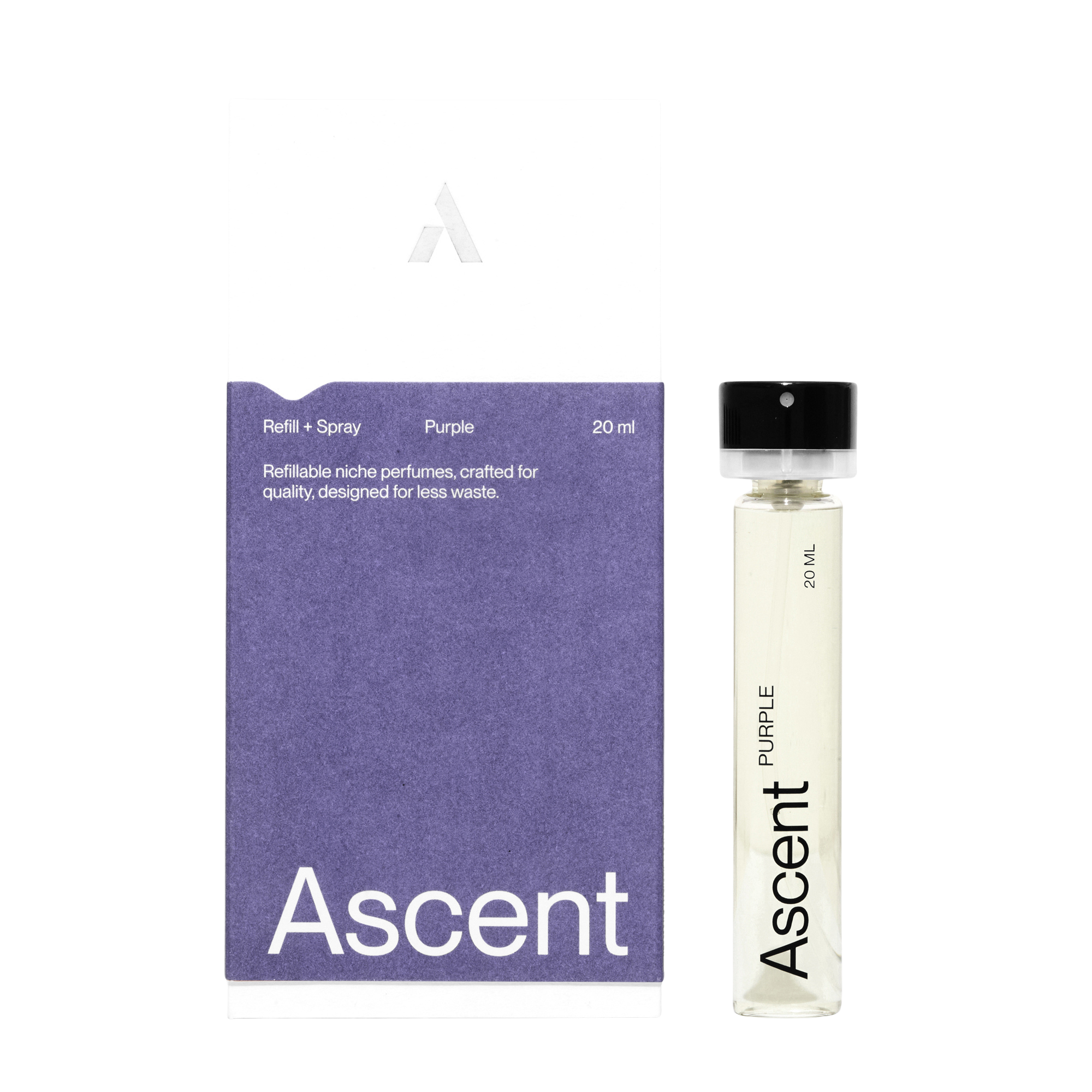 Ascent Purple Parfum Refill Spray Box with fragrance