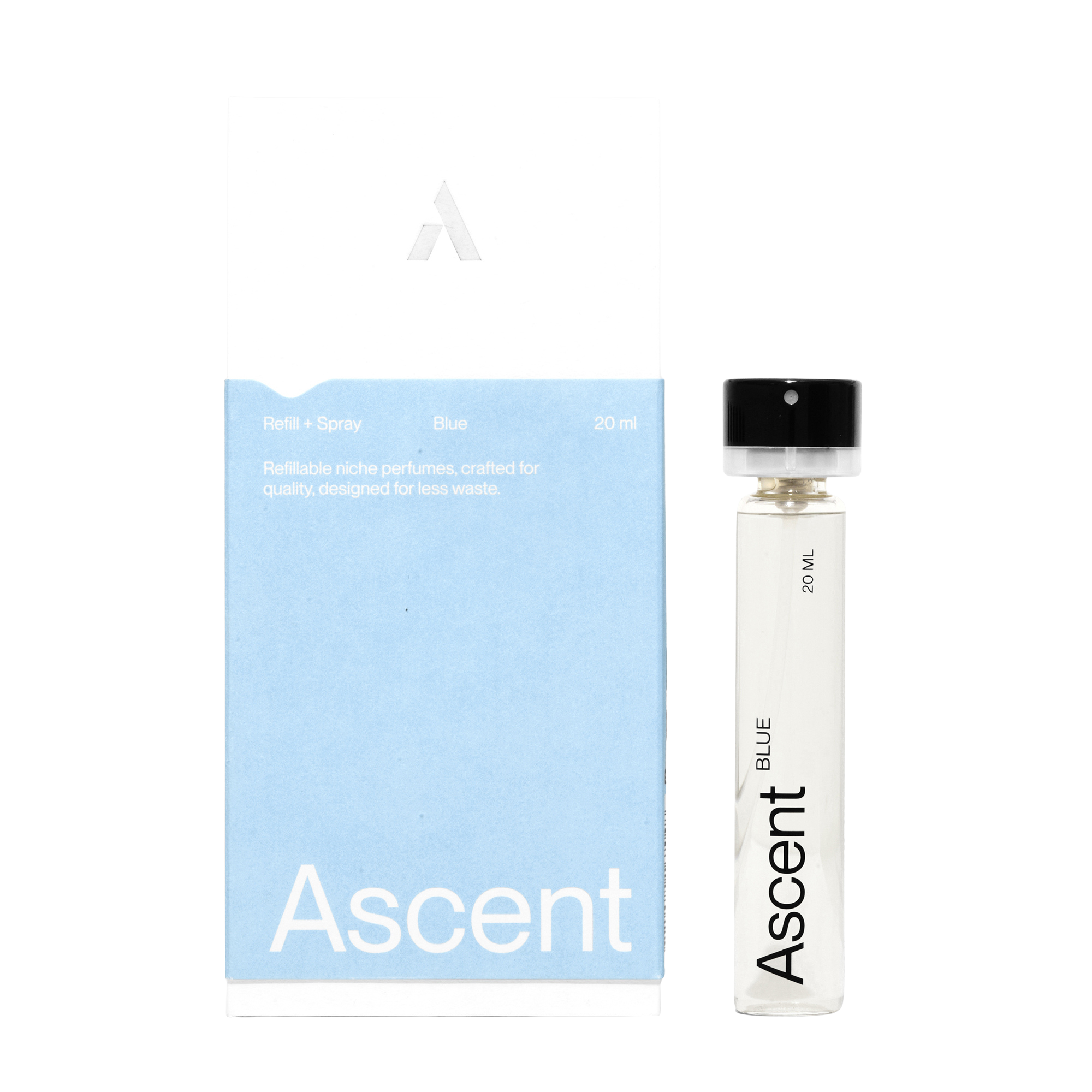 Ascent Blue Parfum Refill Spray Fragrance and box
