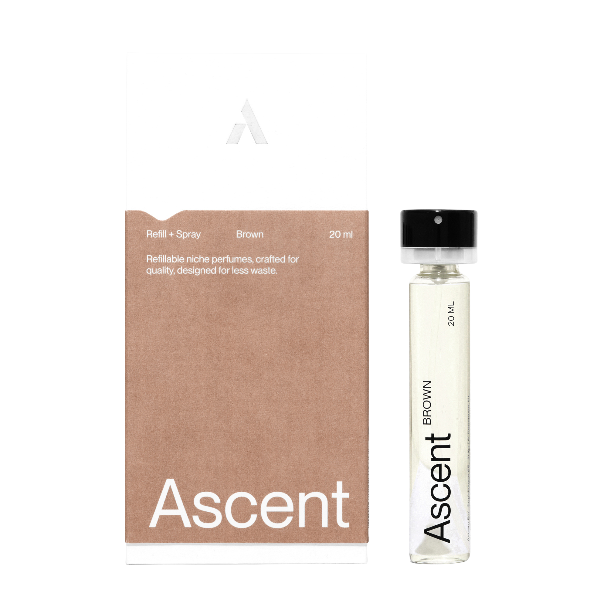 Ascent Brown Parfum Refill Spray Bottle with box