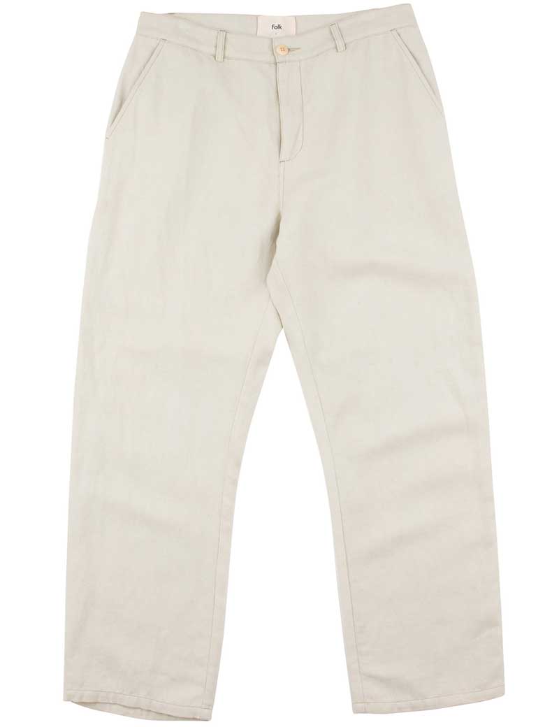 FOLK BARREL LEG PANT STONE HEMP CANVAS
