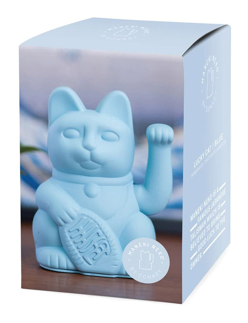Donkey Lucky Cat Light Blue Maneki Neko Boxed