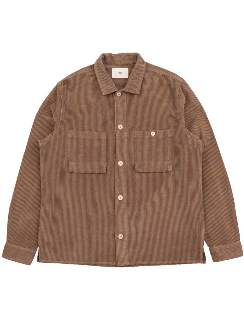 FOLK PATCH OVERSHIRT BROWN CHUNKY CORD
