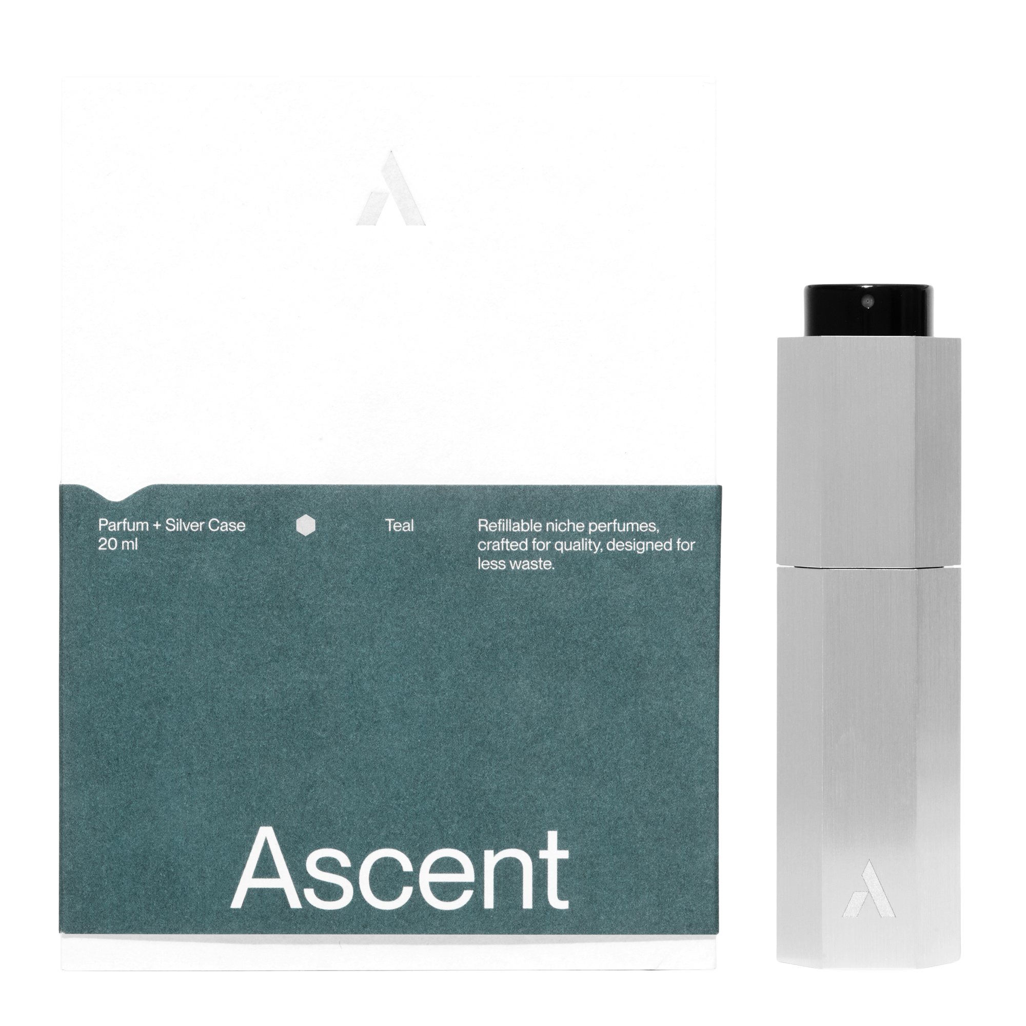 Ascent Teal Parfum Starter Kit Silver Case Spray