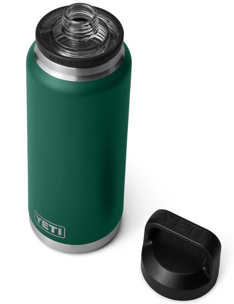 Yeti Rambler 36 OZ Bottle Chug Black Forest Green