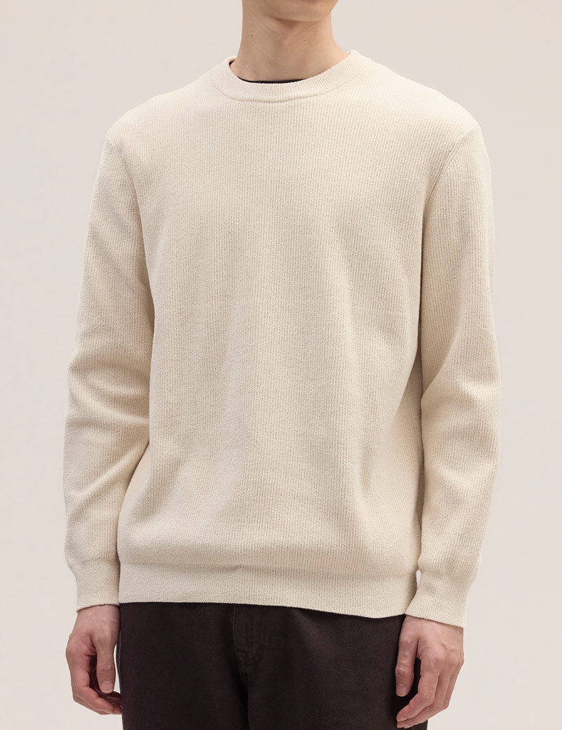 NN07 Danny Crewneck Lightweight Sweater Ivory On Model Front View