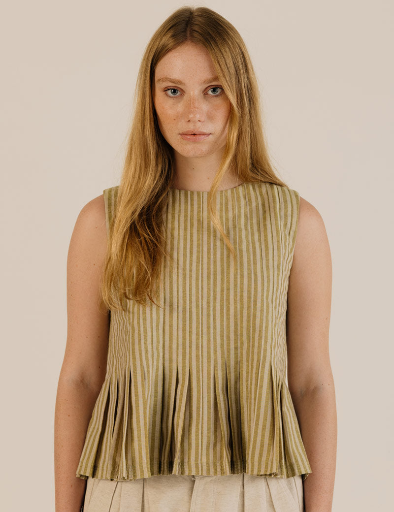 Sideline Minnie Top Ochre Stripe Front