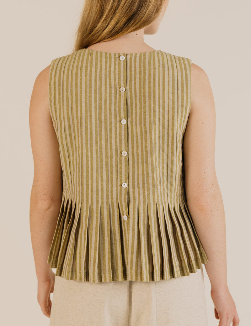 Sideline Minnie Top Ochre Stripe Back