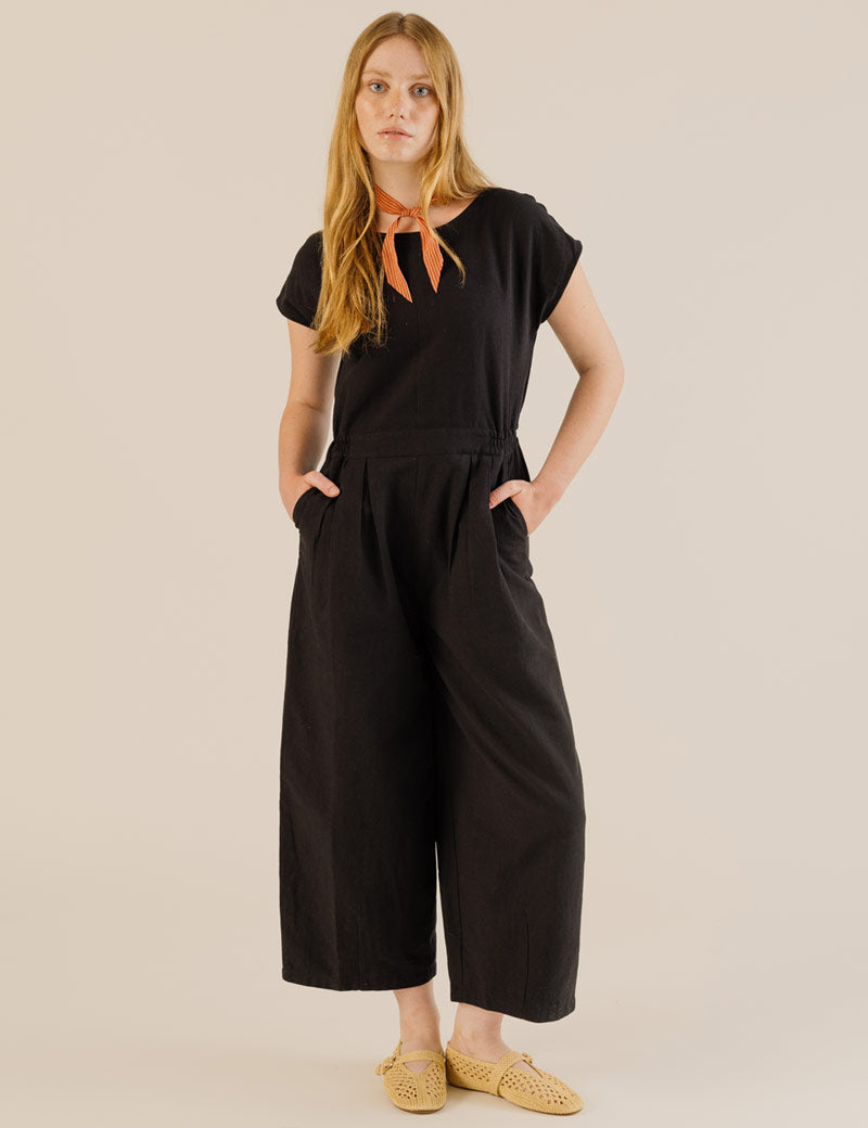 Sideline Daisy Jumpsuit Black Front