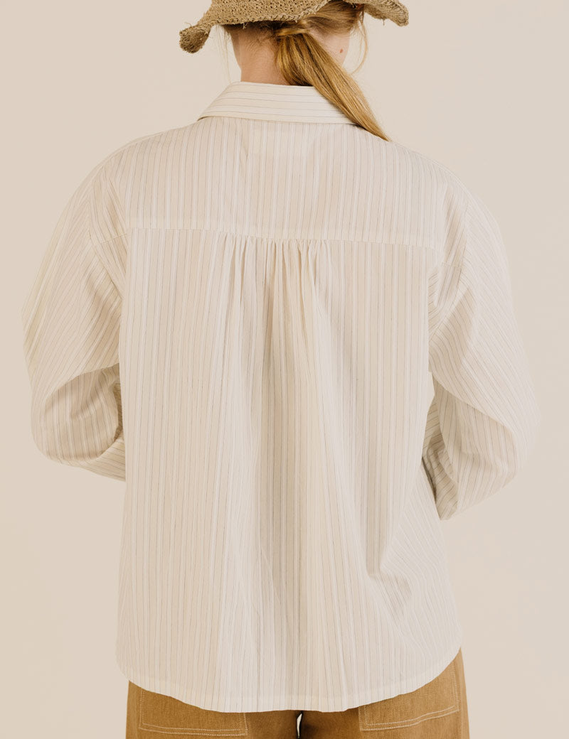Sideline Amelie Shirt Soft Yellow Stripe Back View