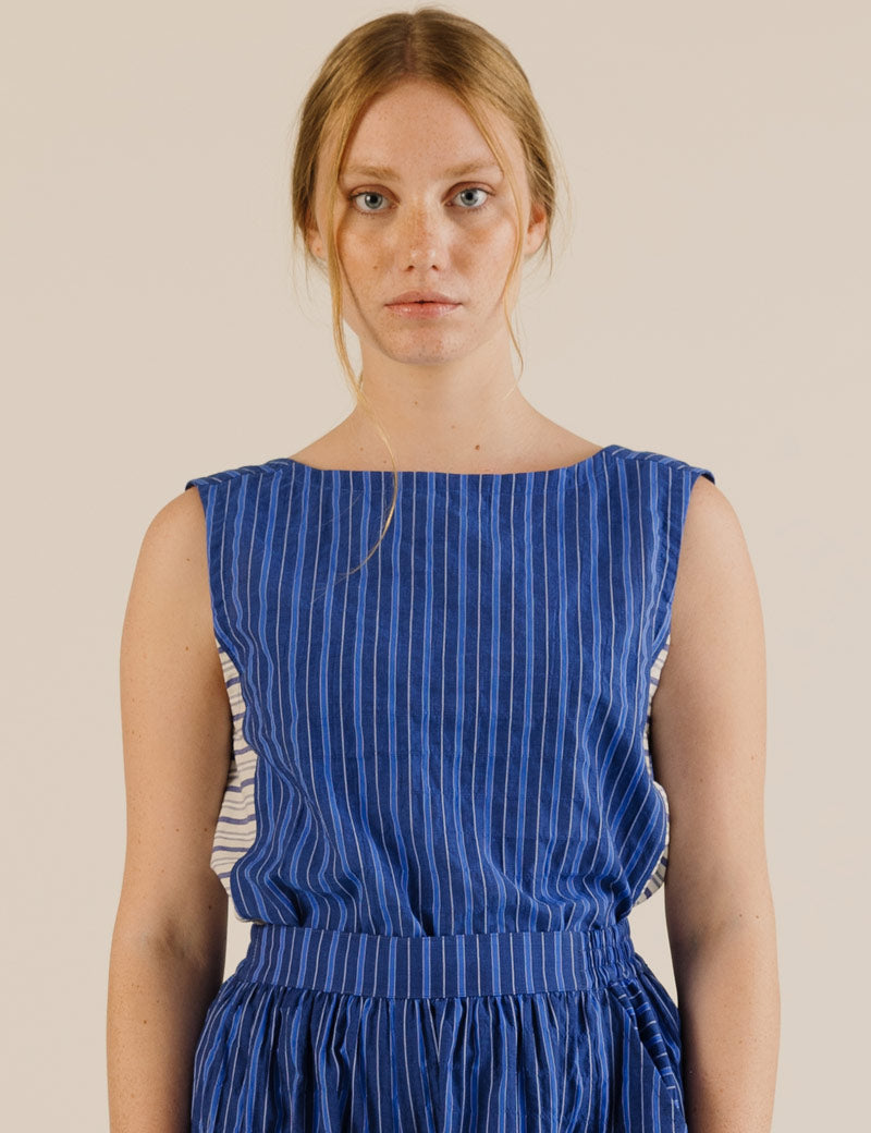 Sideline Wake Top Cobalt Stripe