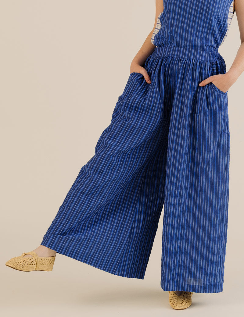 Sideline Anna Trousers Cobalt Stripe Leg Shape
