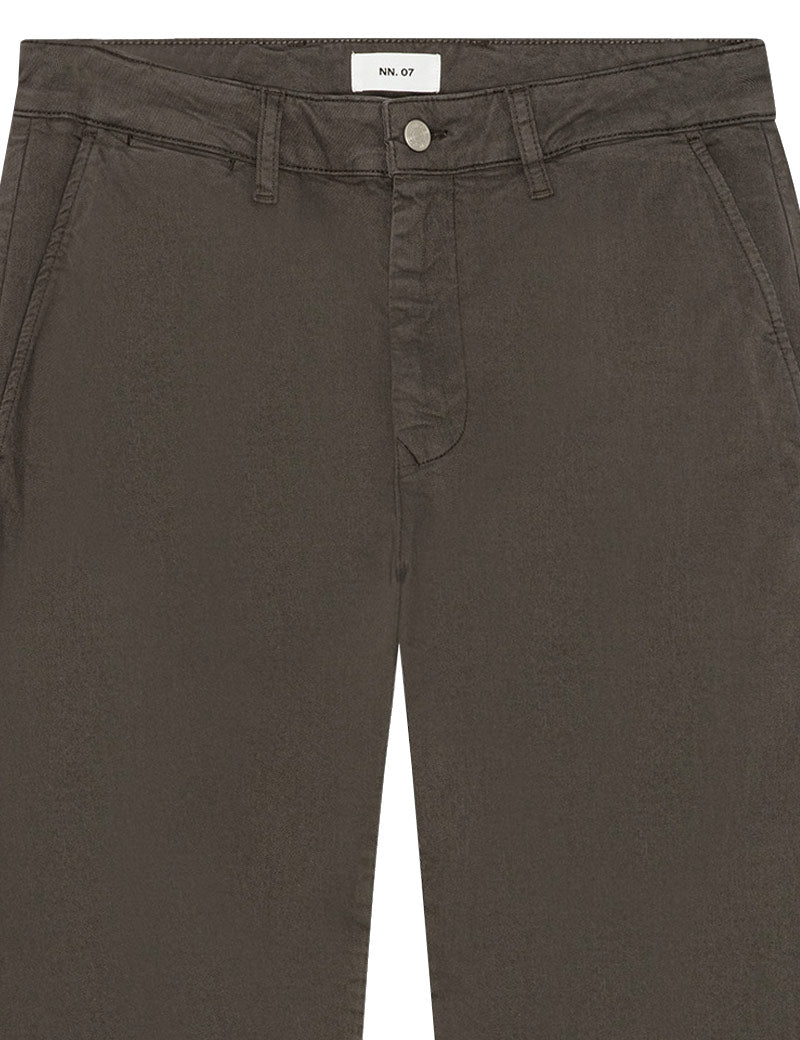 NN07 Aden Straight Leg Regular Fit Chino Trousers Dark Army Waistband Detail