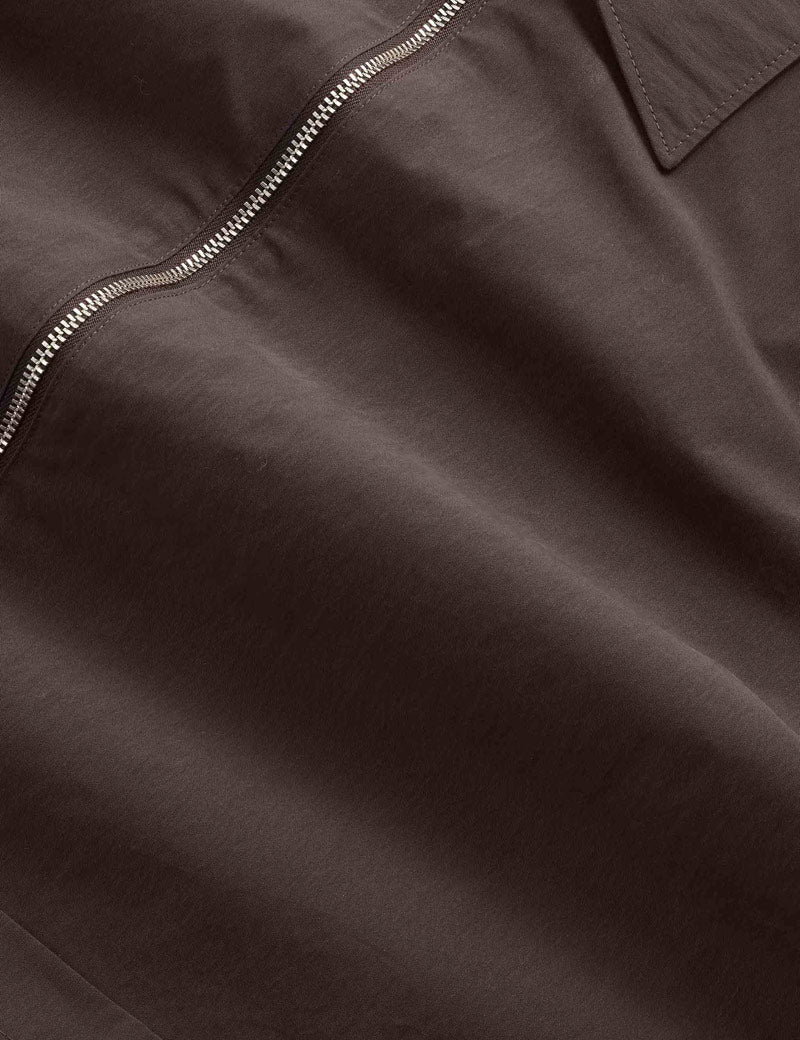 NN07 Virgil Poplin Hybrid Jacket Deep Truffle Fabric Detail