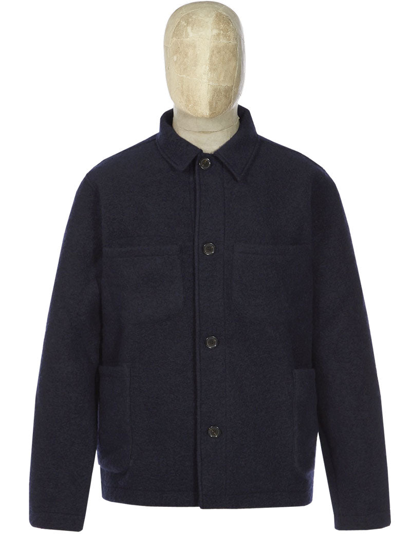 Universal Works Lumber Jacket Navy Wool Fleece