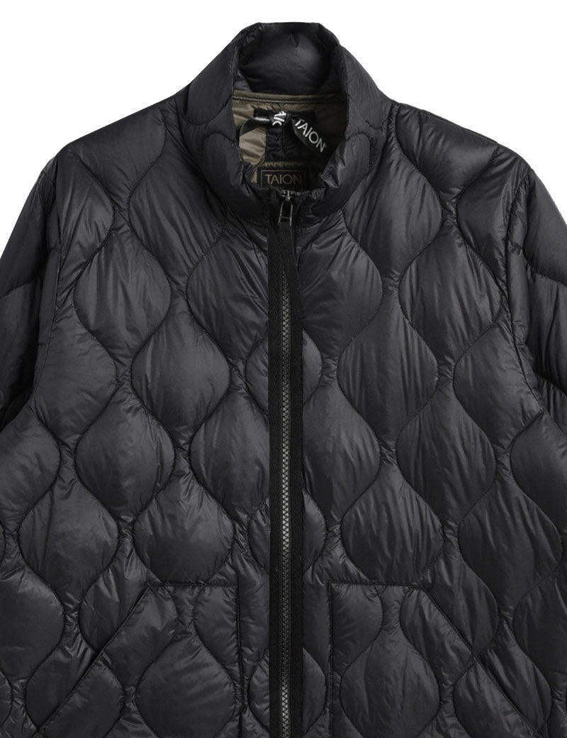 Taion Military High Neck Double Zip Down Jacket Black