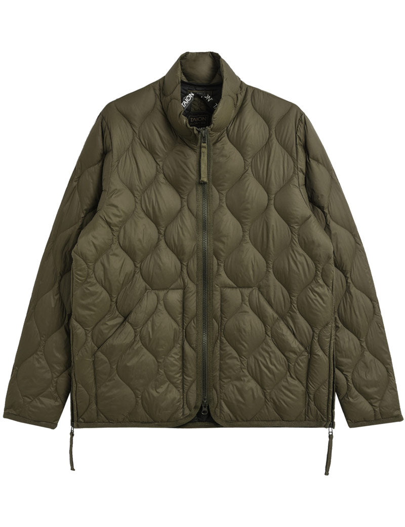 Taion Military Hi Neck W-Zip Down Jacket Dark Olive