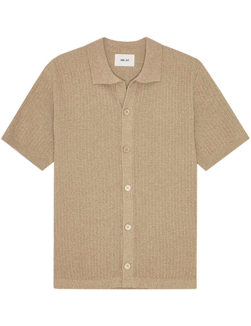 NN07 Ares Knit Organic Cotton Shirt Desert Khaki