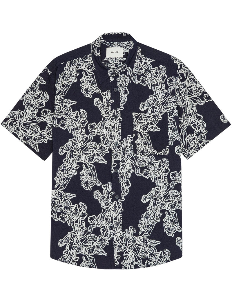 NN07 Deon All-Over Print Shirt Navy Blue