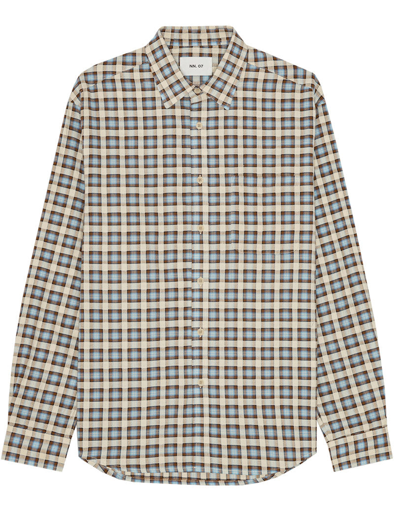 NN07 Deon Leno Weave Shirt Blue Check