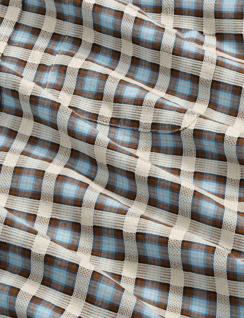NN07 Deon Leno Weave Shirt Blue Check Fabric Detail