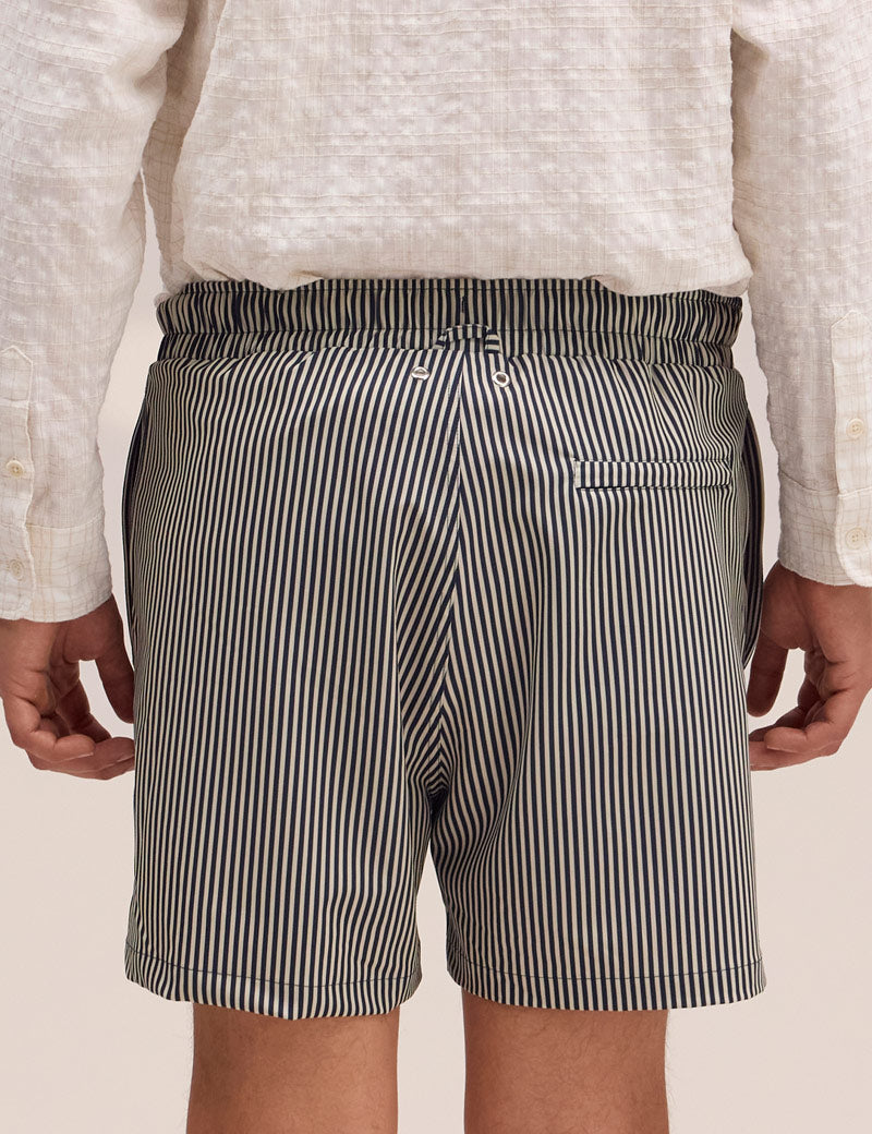 NN07 Holiday Shorts Navy Stripe On Model Back View