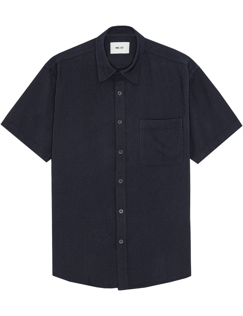 NN07 Deon Drapey Viscose Blend Shirt Navy