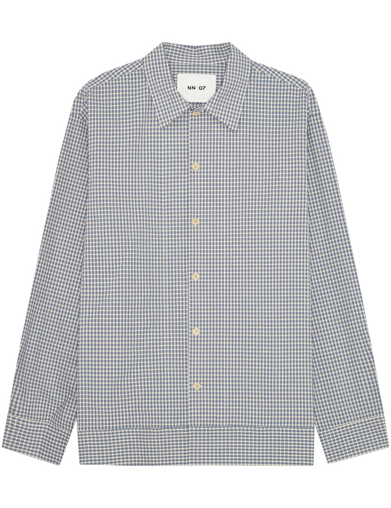 NN07 Reed Seersucker Overshirt Stone Blue