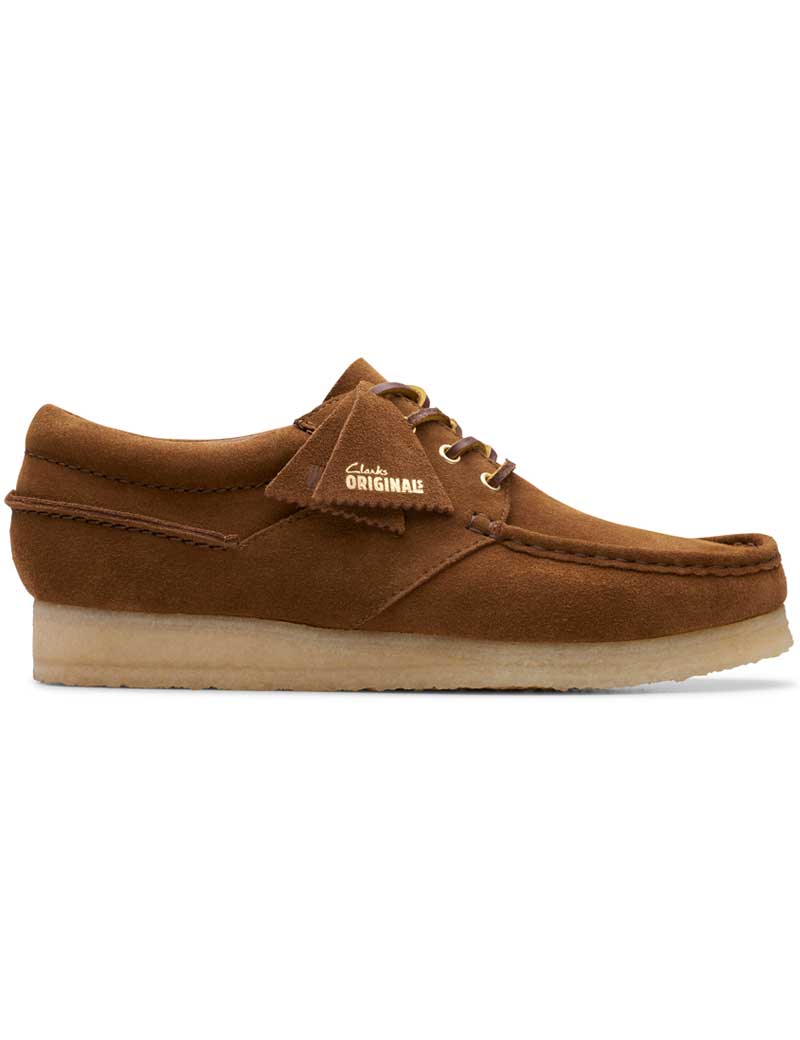 CLARKS ORIGINALS WALLABEE BOAT SHOE COLA SUEDE