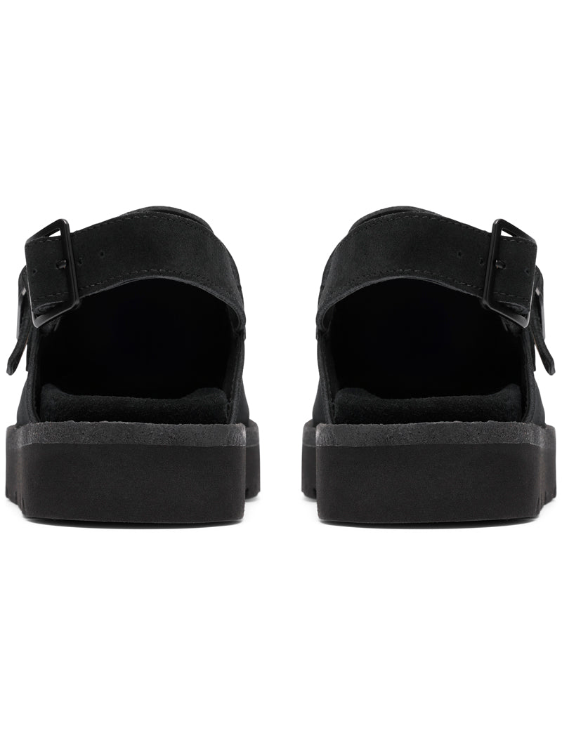 Clarks Originals Meare Easy Sandal Black Suede Women's Heel View