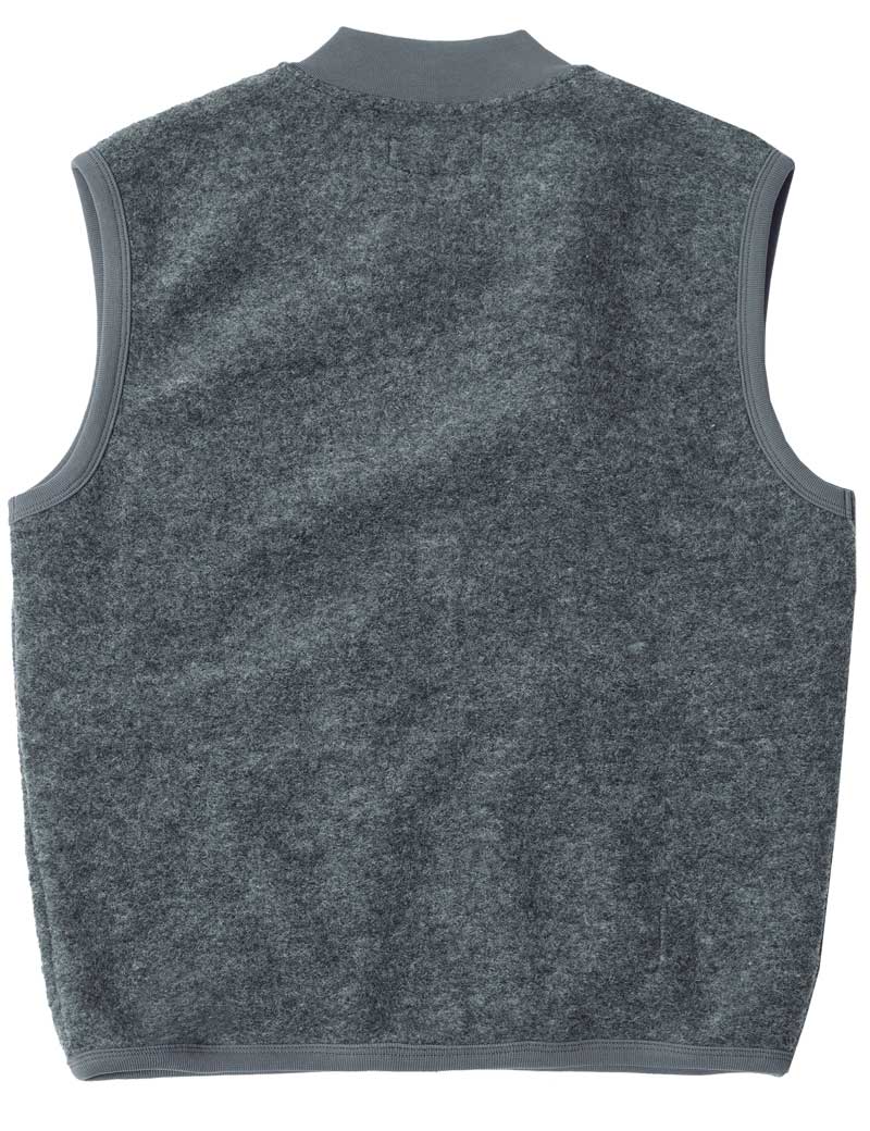 Universal Works Zip Waistcoat Grey Marl Wool Fleece