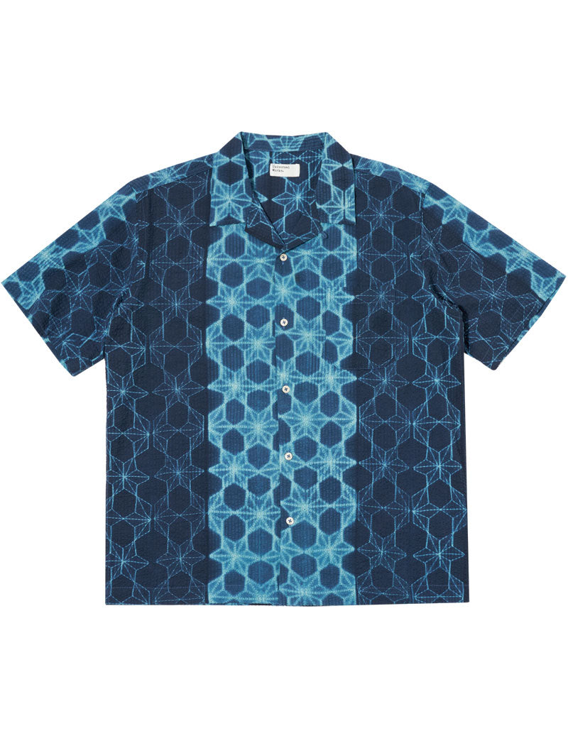 Universal Works Road Shirt Needle Tye N Dye Indigo