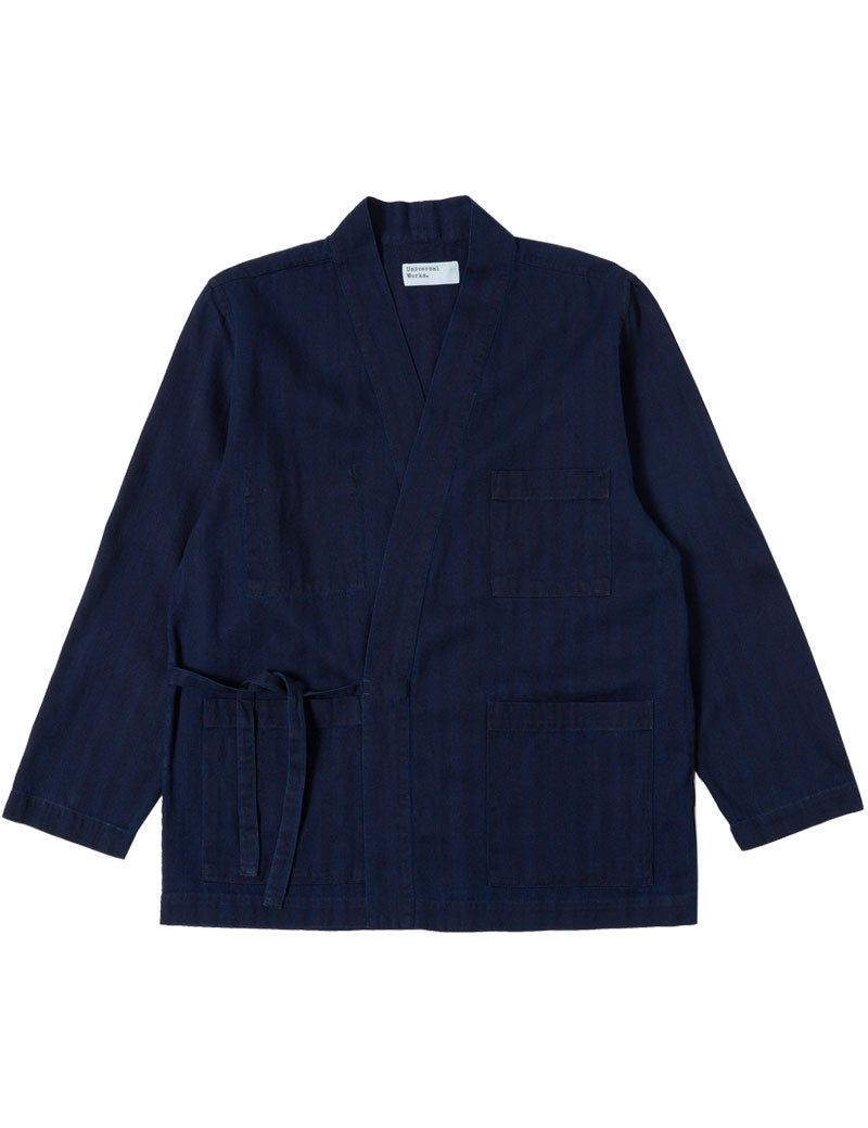 Universal Works Kyoto Work Jacket Herringbone Rec Indigo