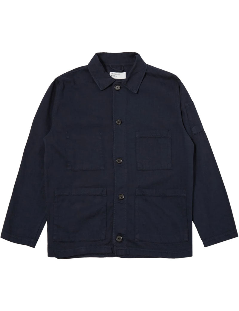 Universal Works Coverall Jacket Herringbone Cotton Dark Navy