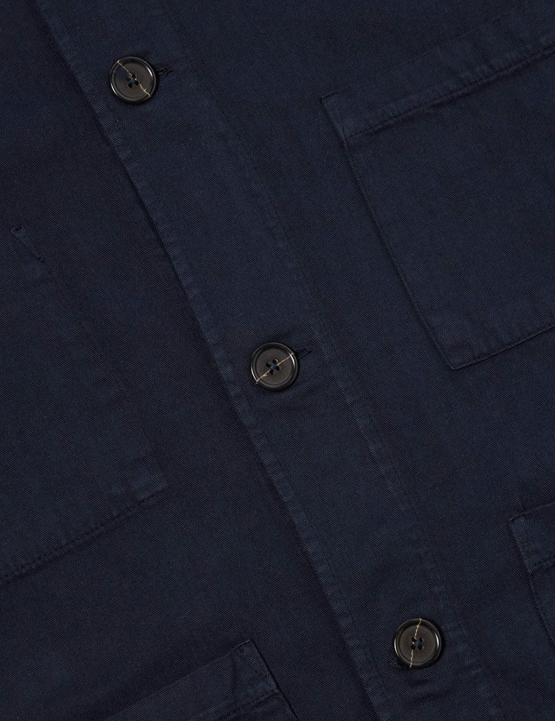 Universal Works Coverall Jacket Herringbone Cotton Dark Navy