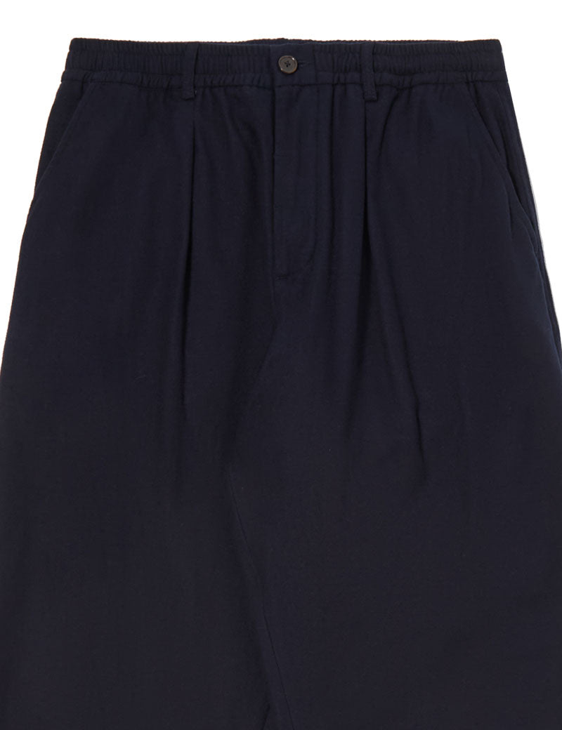 Universal Works Pleated Track Pant Brushed Moleskin Navy