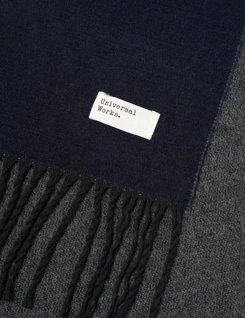 Universal Works Scarf Double Sided Navy Mid Grey