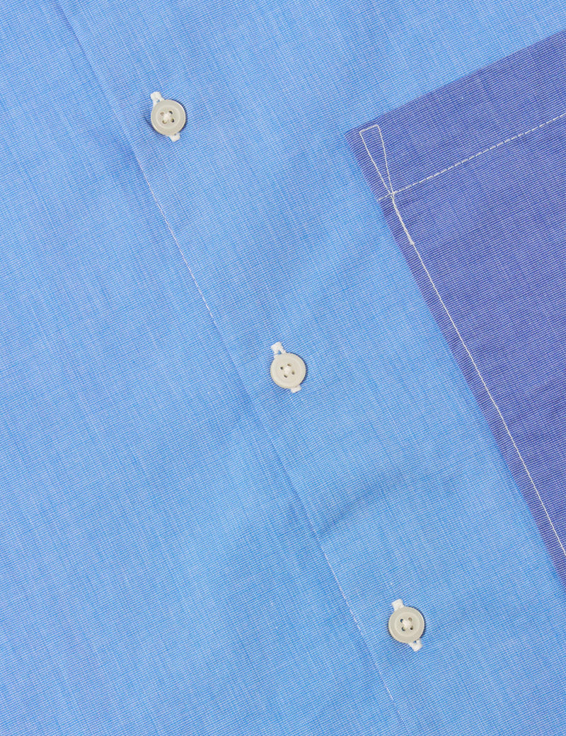 Universal Works Mixed Square Pocket Shirt Sky Blue Pocket Detail