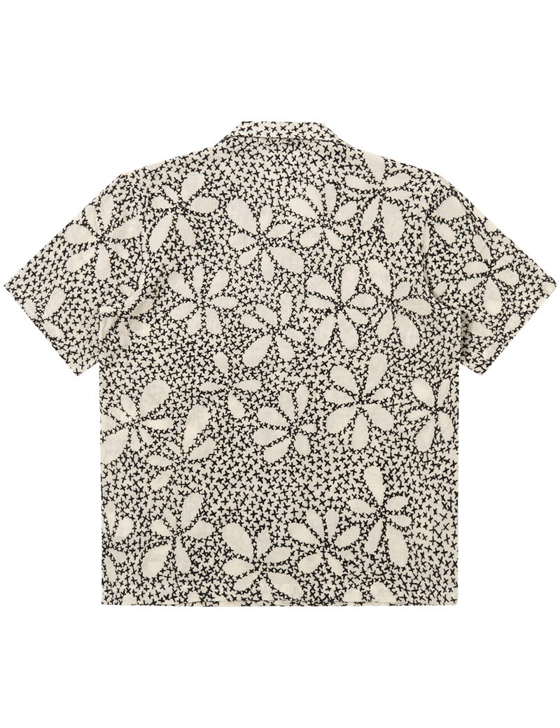 Universal Works Kantha Flower Road Shirt Ecru, Black Back View