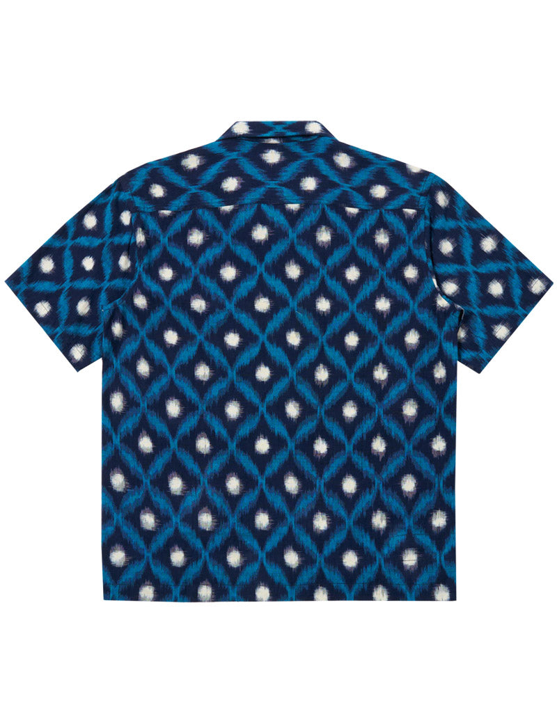 Universal Works Ikat Deck Shirt Indigo Diamond Back View