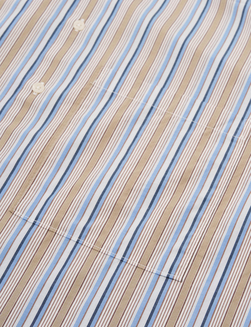 Universal Works Square Pocket Shirt Multi Stripe Detail