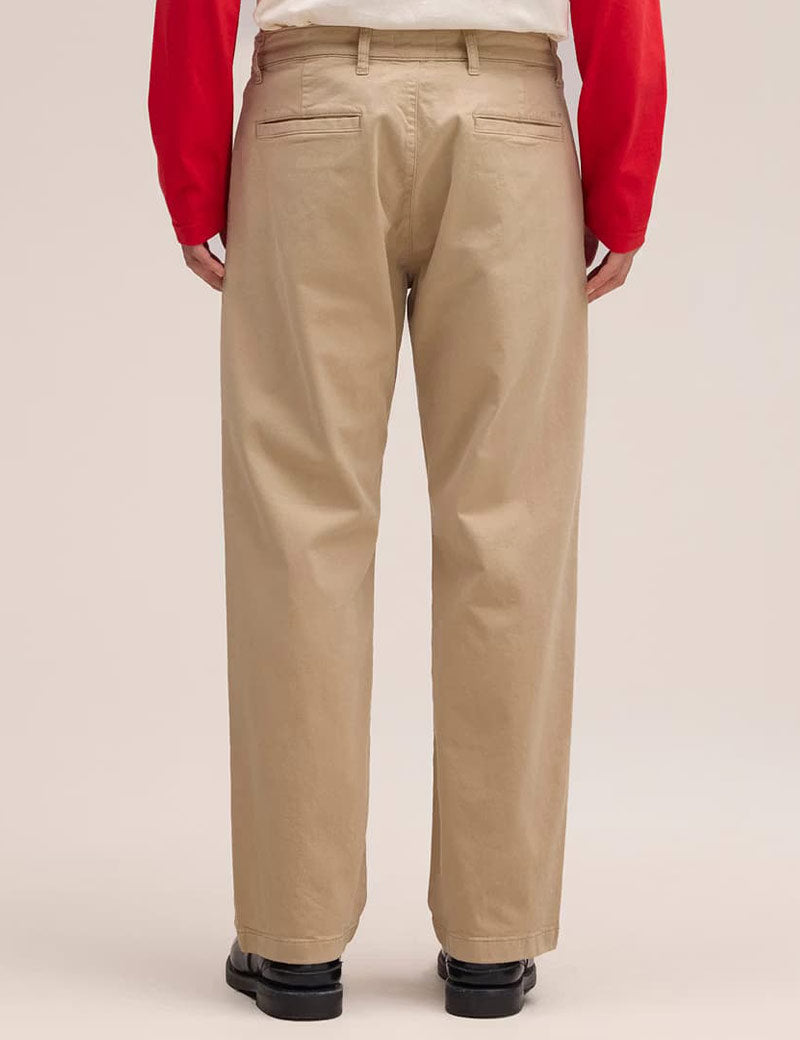 NN07 Aden Straight Leg Regular Fit Chino Trousers Khaki Beige On Model Back