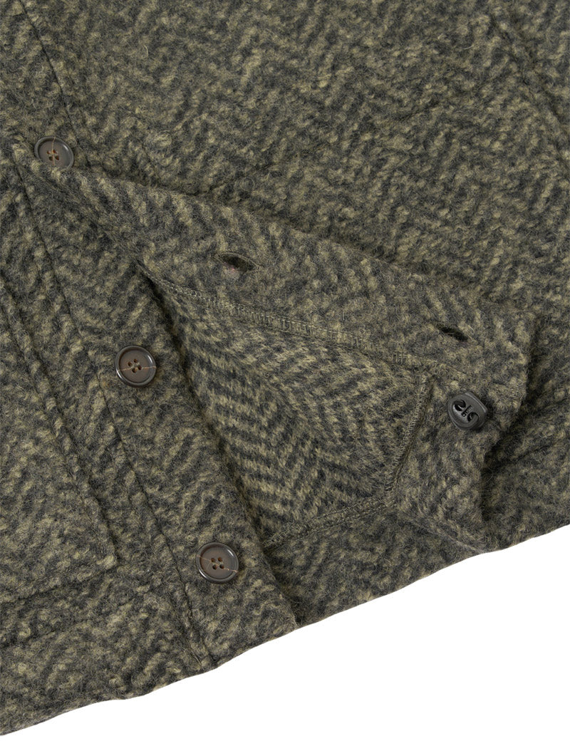 Universal Works Advance Cardigan Raven Fleece Olive