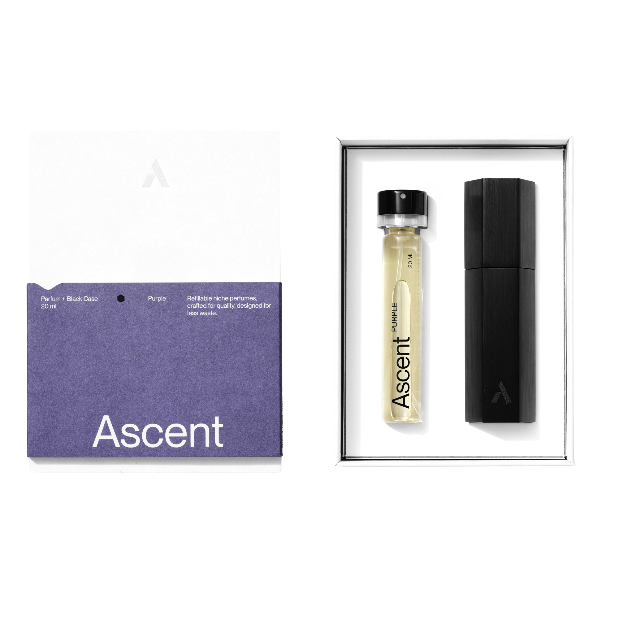 Ascent Purple Parfum Starter Kit Black Case Opened box
