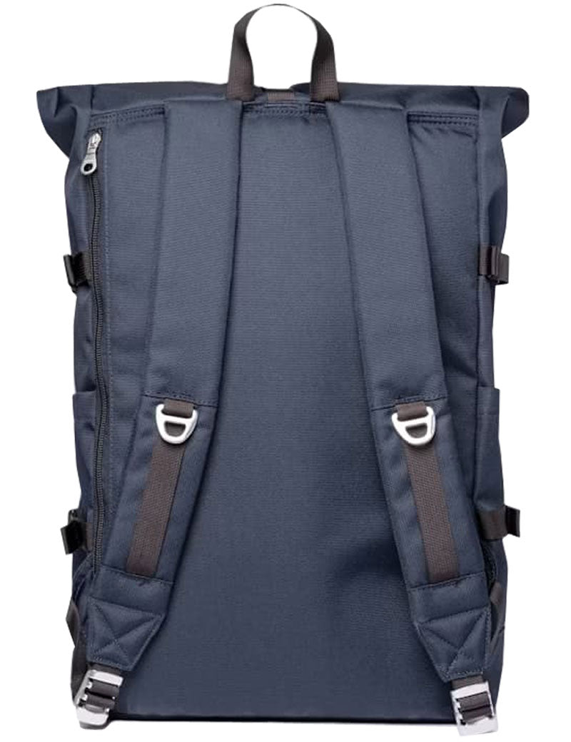 Sandqvist Icon Rolltop Backpack M Navy Multi Black Leather