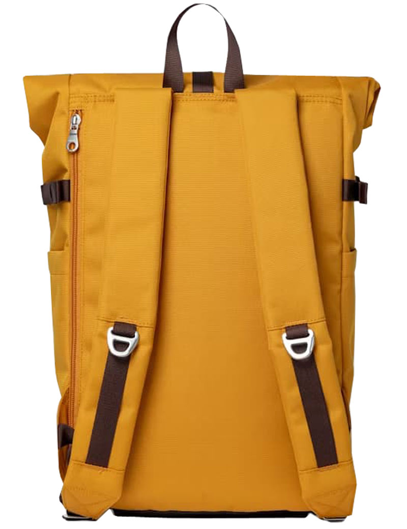 Sandqvist Icon Rolltop Backpack L Golden Yellow Natural Leather