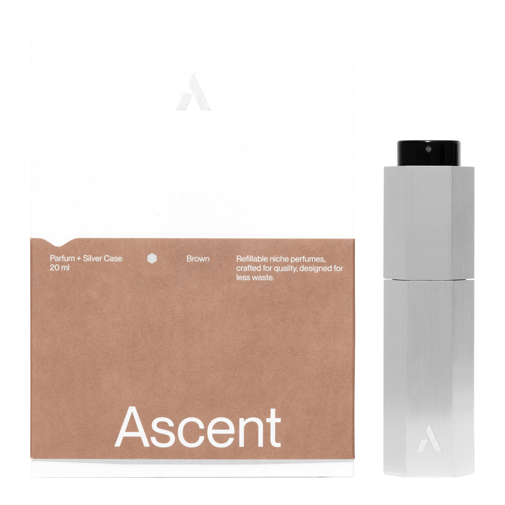 Ascent Brown Parfum Starter Kit Silver Case Out of box