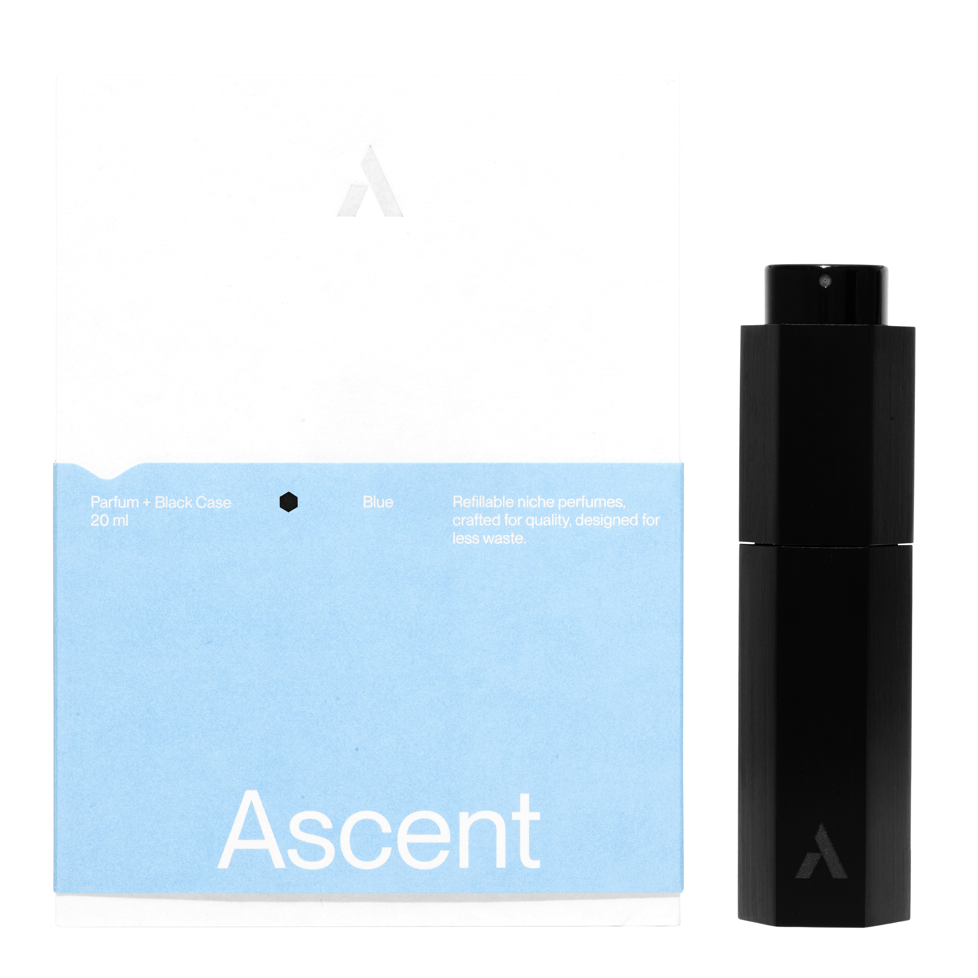 Ascent Blue Parfum Starter Kit Black Case with box