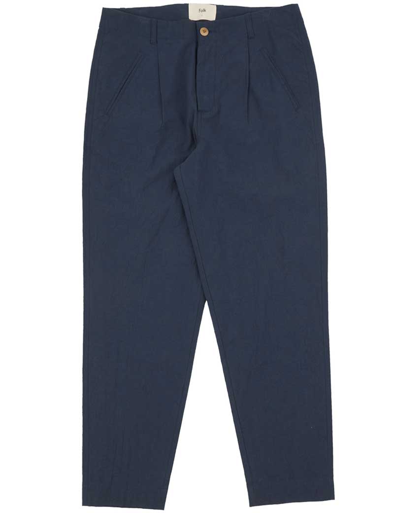 FOLK ASSEMBLY PANT ASH NAVY CRINKLE