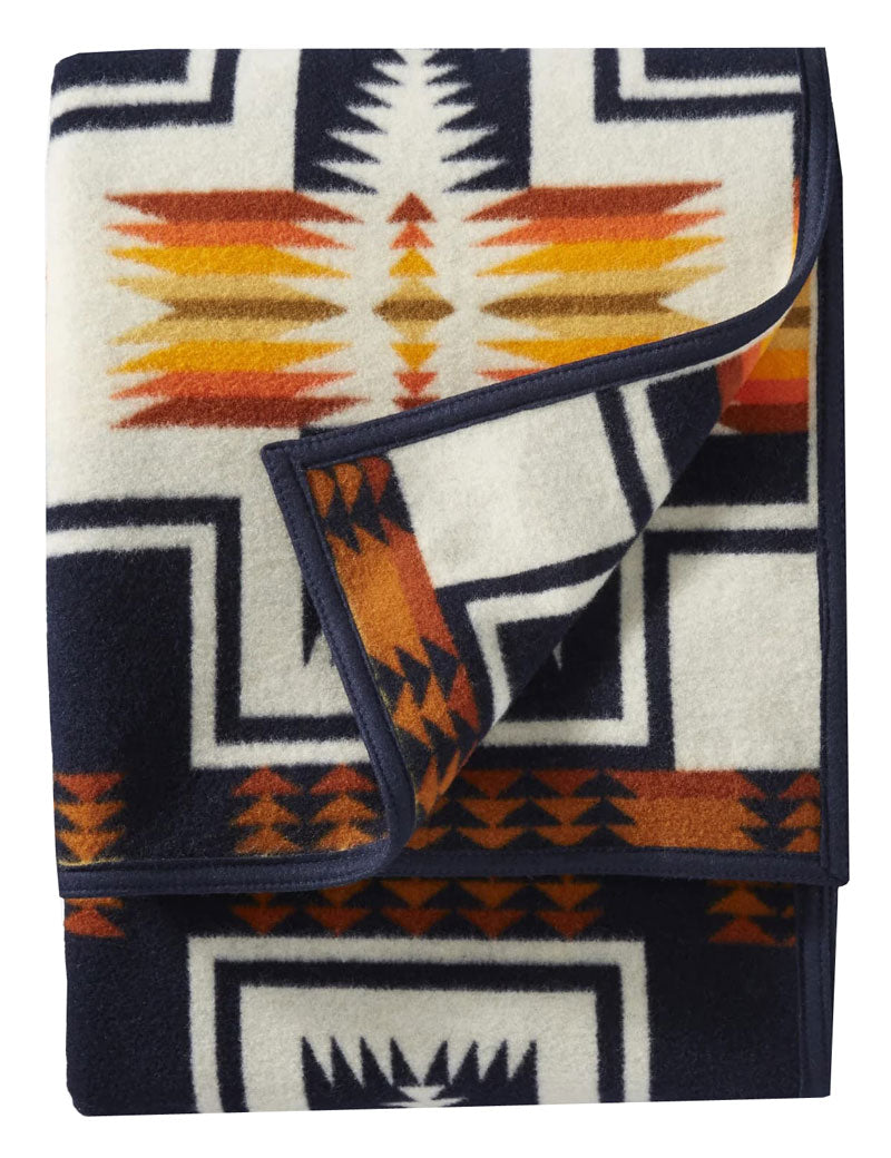 Pendleton Jacquard Napped Robe Blanket Harding Navy